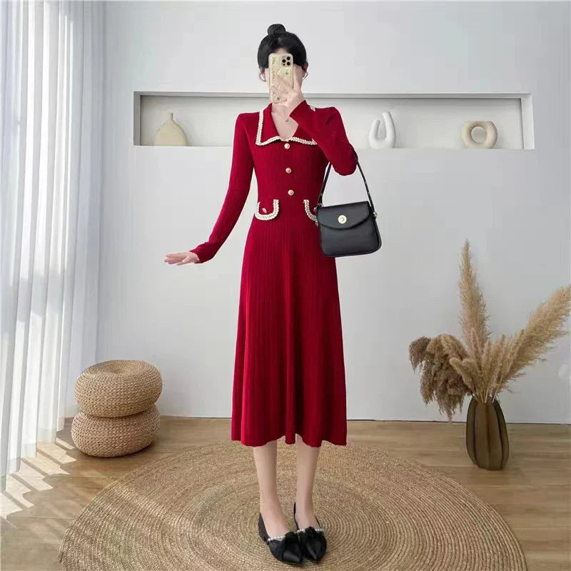 Sweater Midi Dress For Woman Clothes Casual Autumn