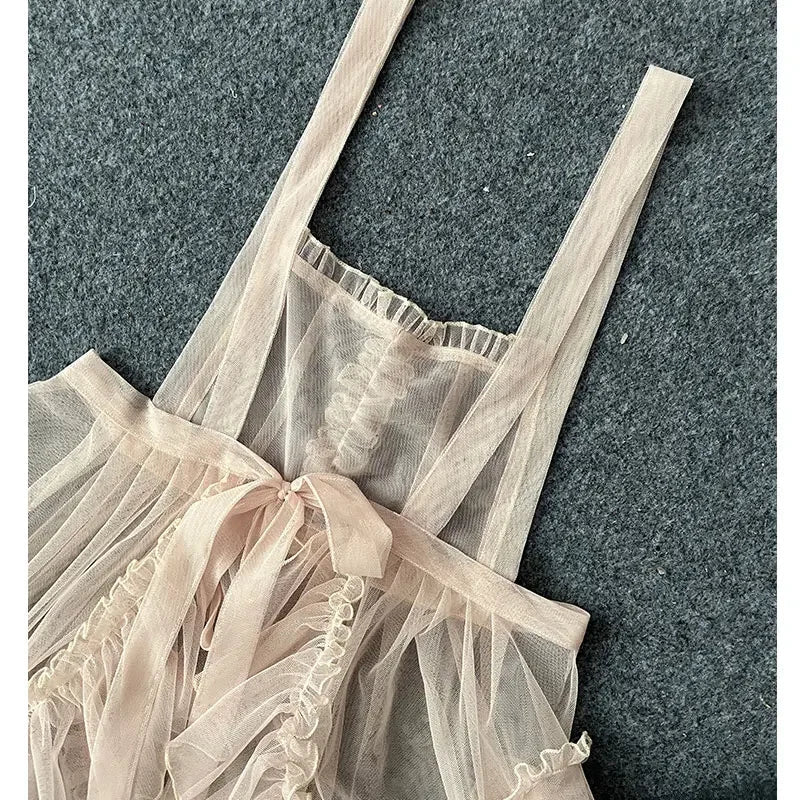 Sweet Lolita Apron Sheer Cover up Dress w.