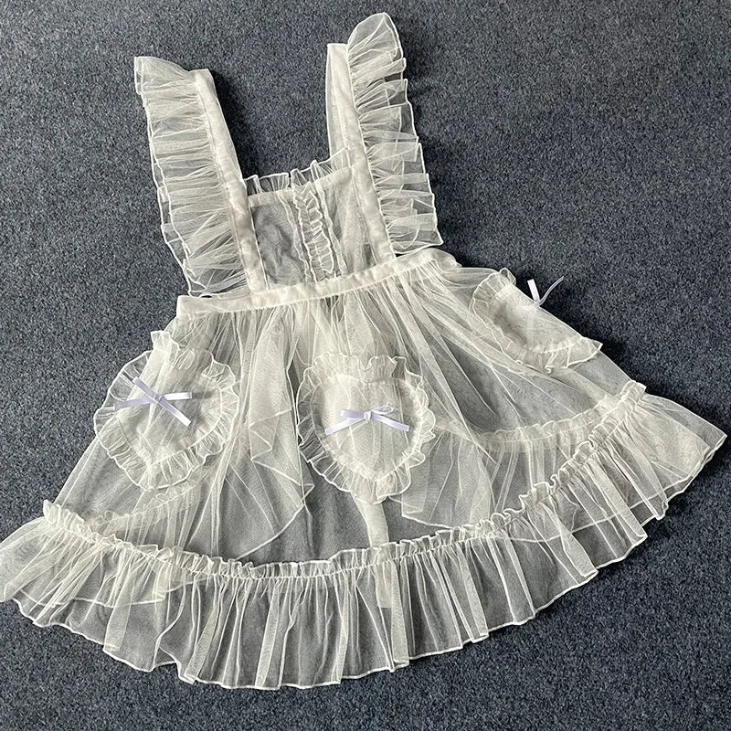Sweet Lolita Apron Sheer Cover up Dress w.