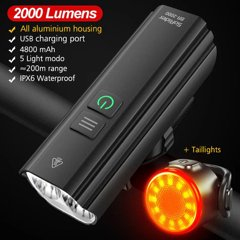 TOPRIDER Bicycle Light 1200LM T6 LED Rechargeable Set