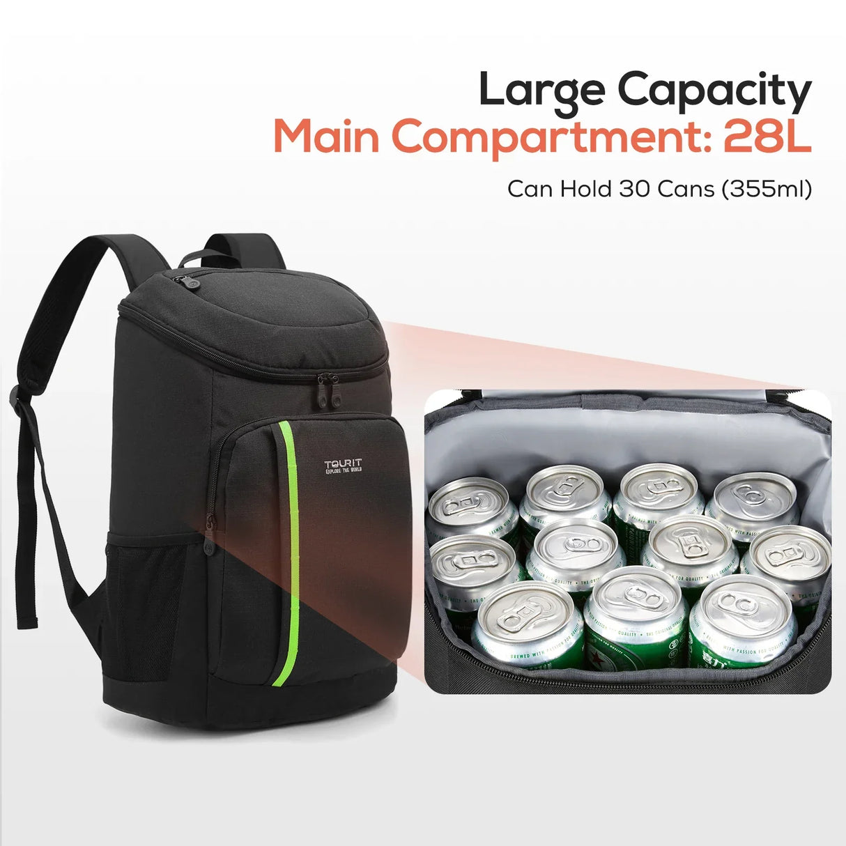 TOURIT 30 Liters Thermal Backpack for Beer Lightweight Waterproof Large Fresh Keeping Insulated Bag Cooler Backpack Delivery