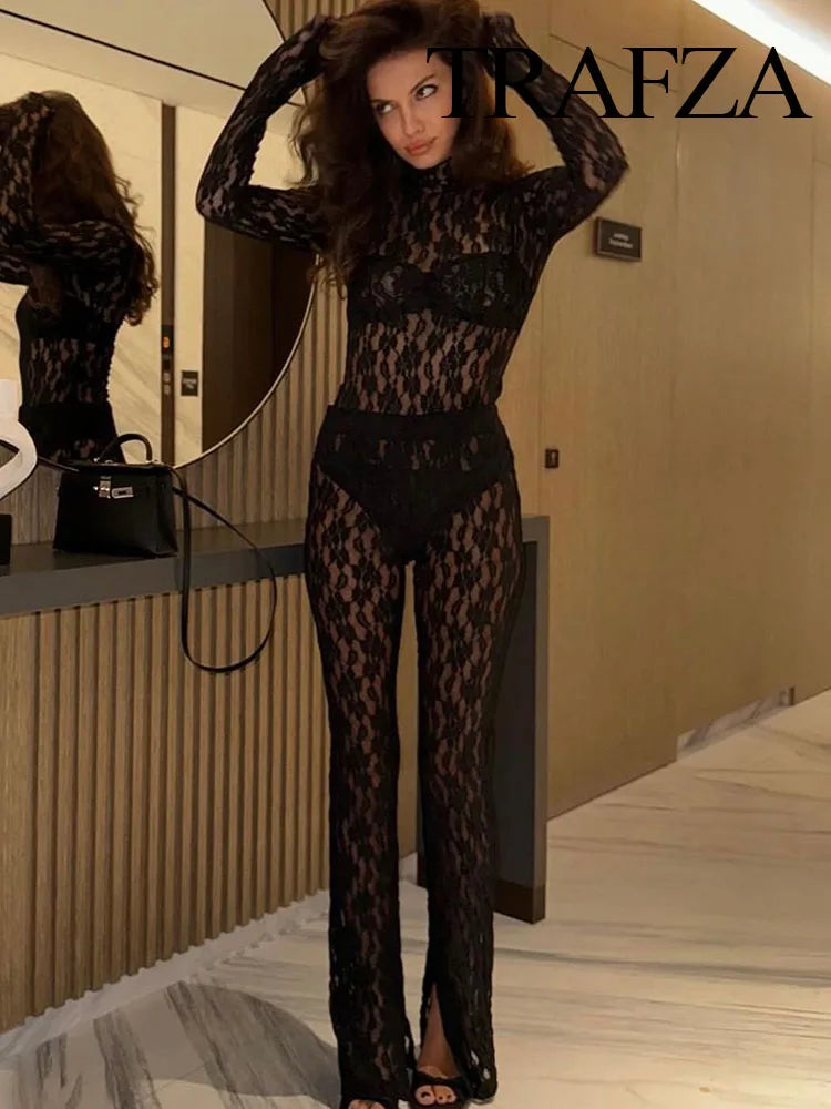 TRAFZA 2023 Summer Lace Suits For Women Trend