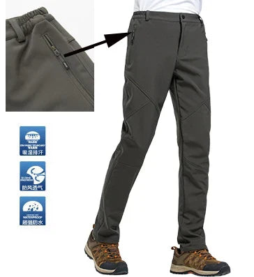 TRVLWEGO Warm Winter Men Soft Shell Pants Travel
