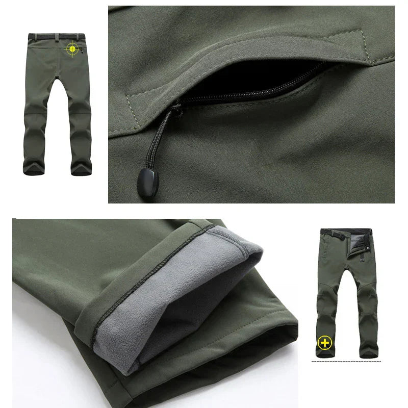 TRVLWEGO Warm Winter Men Soft Shell Pants Travel