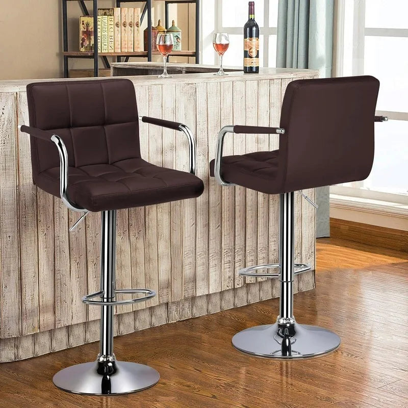 Tall Bar Stools Set of 2 Modern Square