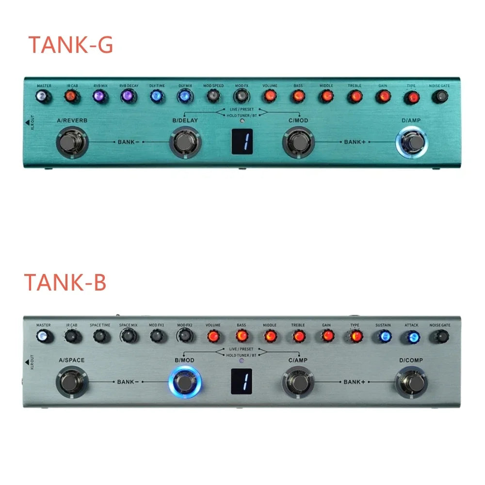 Tank Rechargeable Guitar Multi-Effects Pedal Portable 36 Presets