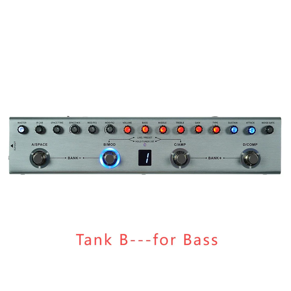 Tank Rechargeable Guitar Multi-Effects Pedal Portable 36 Presets