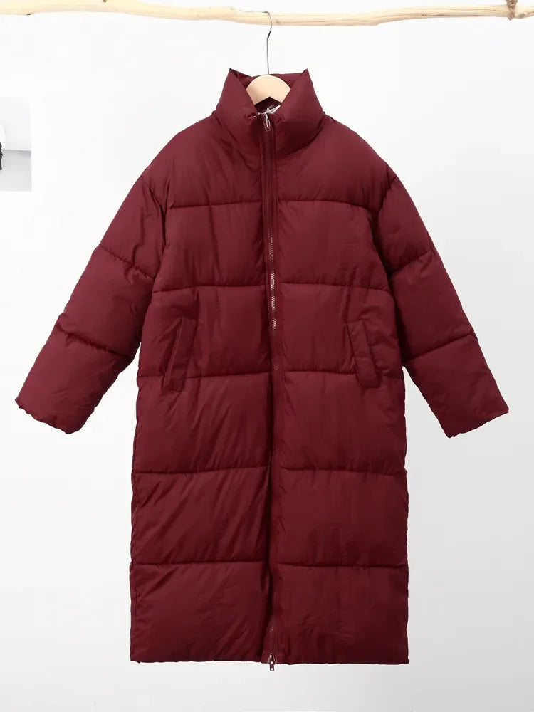 Thick Solid Long Jacket Woman Turn-down Collar Coat