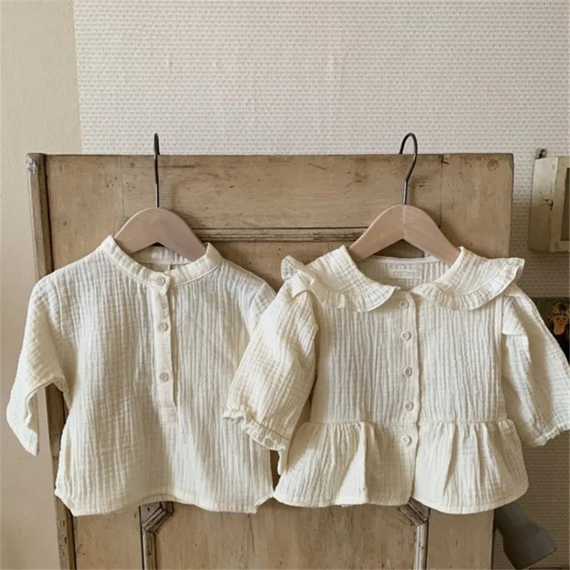 Toddler Baby Girls Long Sleeve Blouses Solid Color