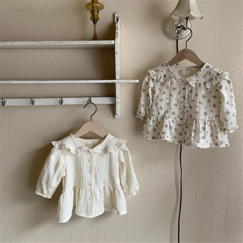 Toddler Baby Girls Long Sleeve Blouses Solid Color