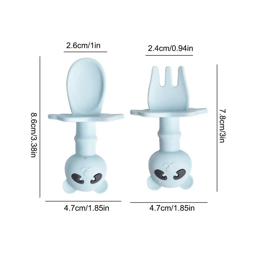 Toddler Fork And Spoon Set Cartoon Shape Silicone