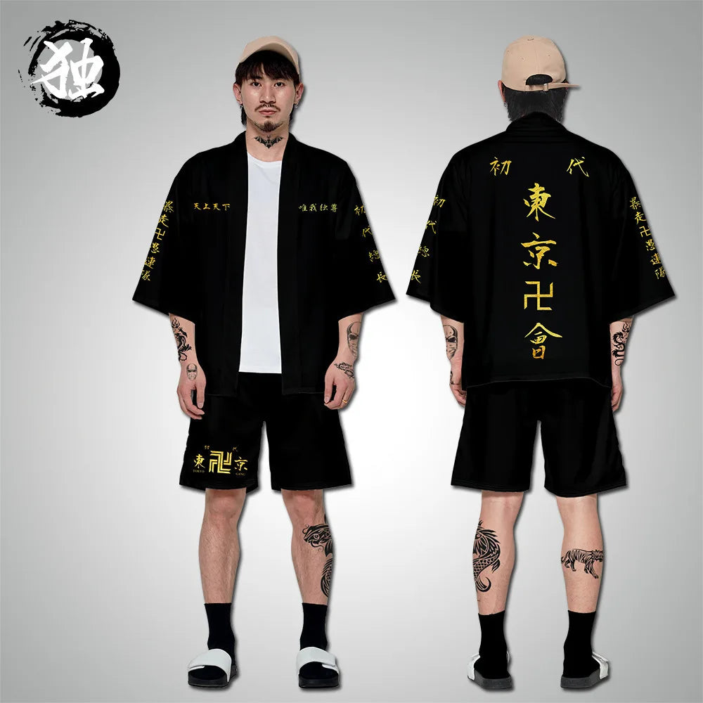 Tokyo Revengers Cosplay Cloak Anime Black White Top