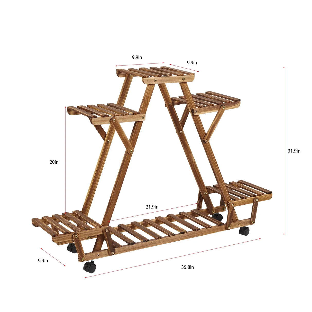 Triangular Plant Shelf 6 Potted Carbonized Wood Plant