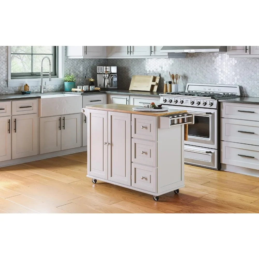 Trolley Mobile Kitchen Island Cart with Wood Drop