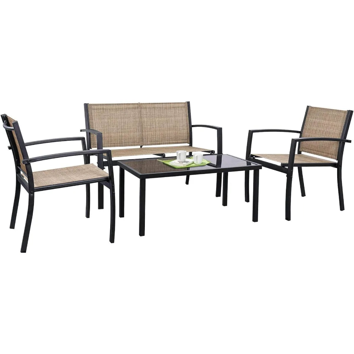 Tuoze 4 Pieces Outdoor Patio Furniture Conversation Glass