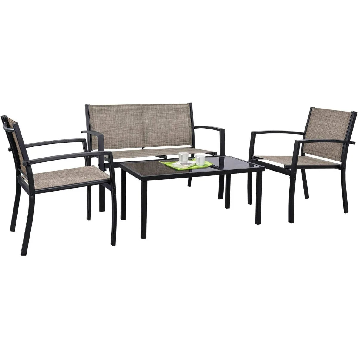 Tuoze 4 Pieces Outdoor Patio Furniture Conversation Glass