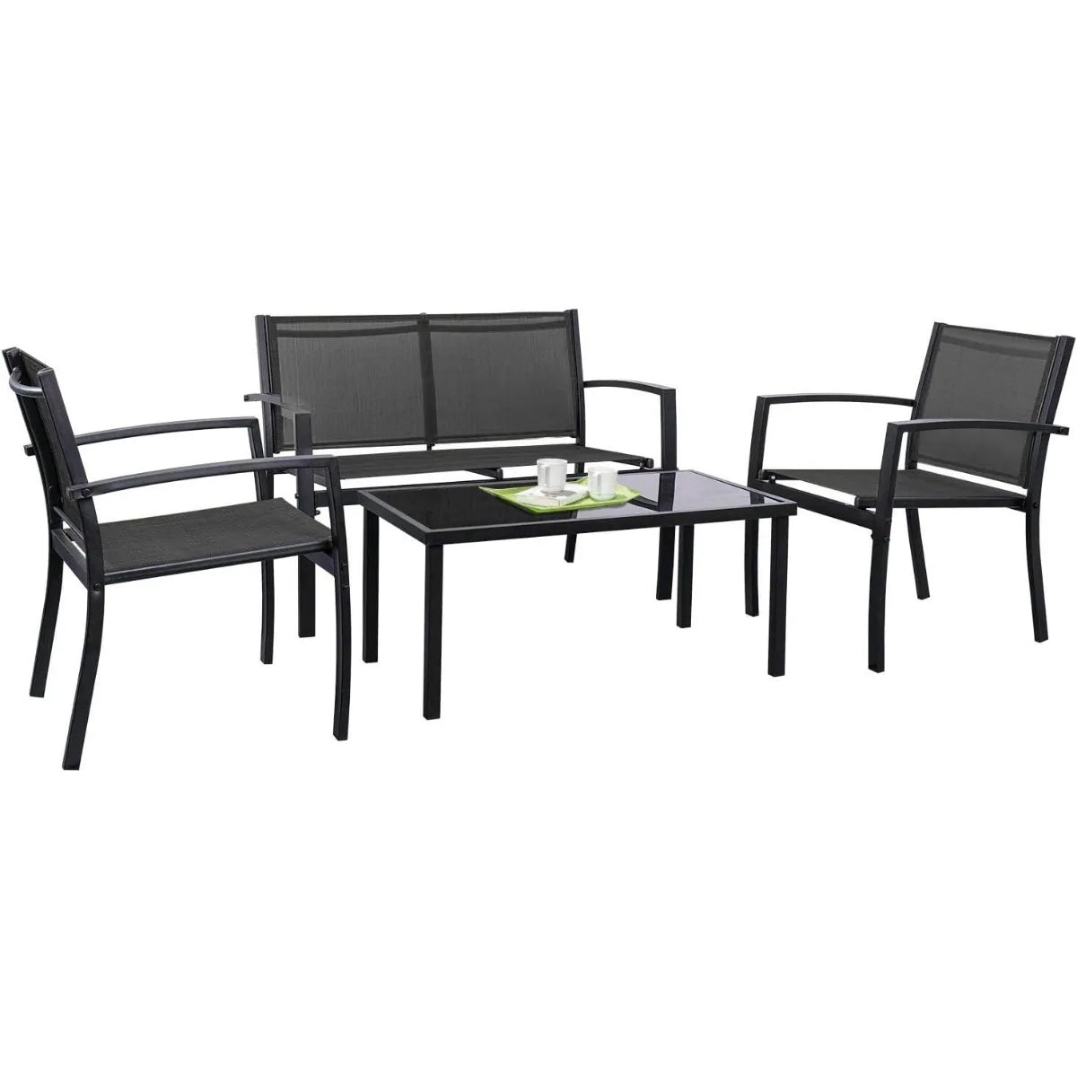 Tuoze 4 Pieces Outdoor Patio Furniture Conversation Glass