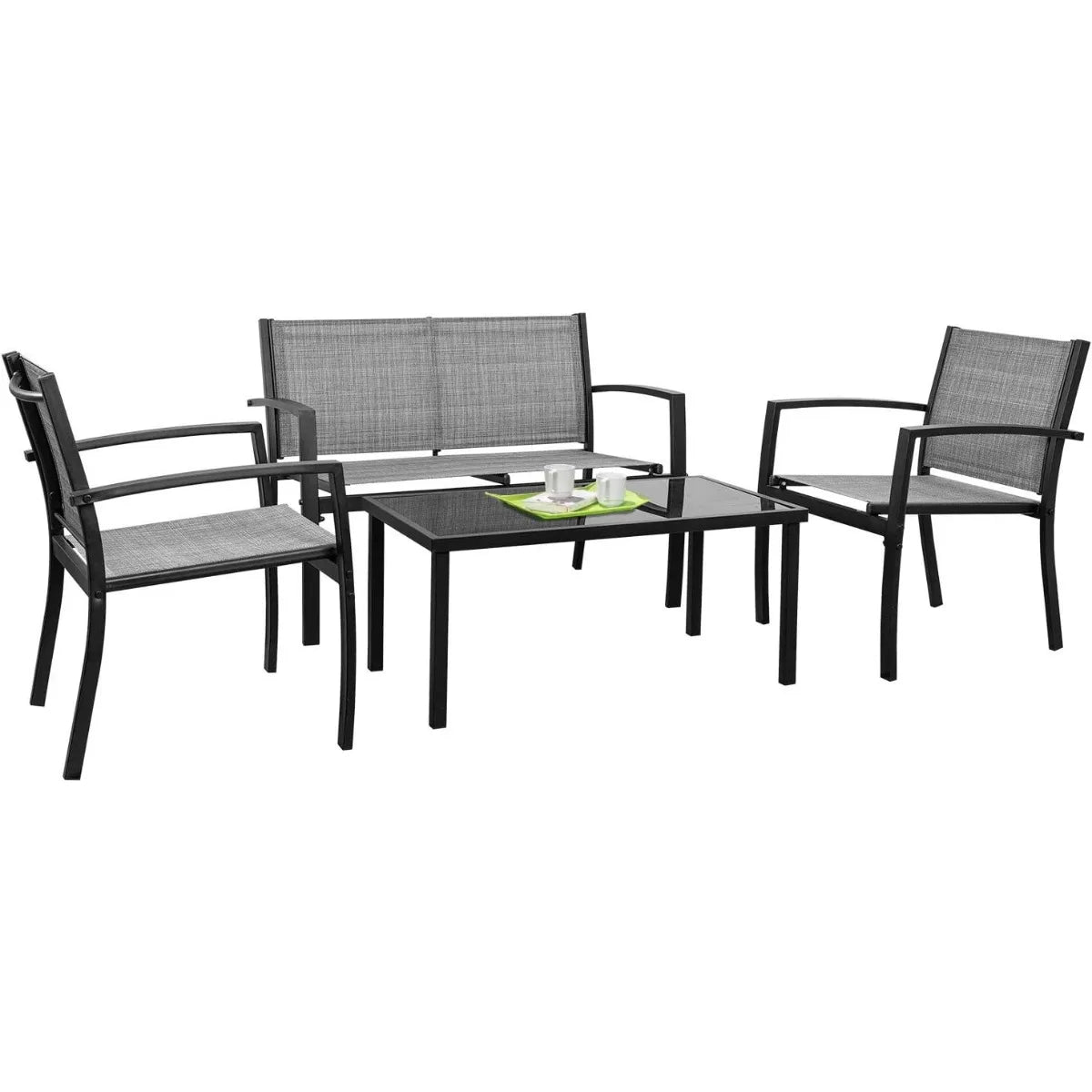 Tuoze 4 Pieces Outdoor Patio Furniture Conversation Glass