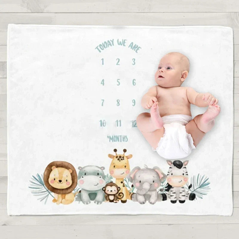 Twin Baby Monthly Record Growth Milestone Blanket Newborn