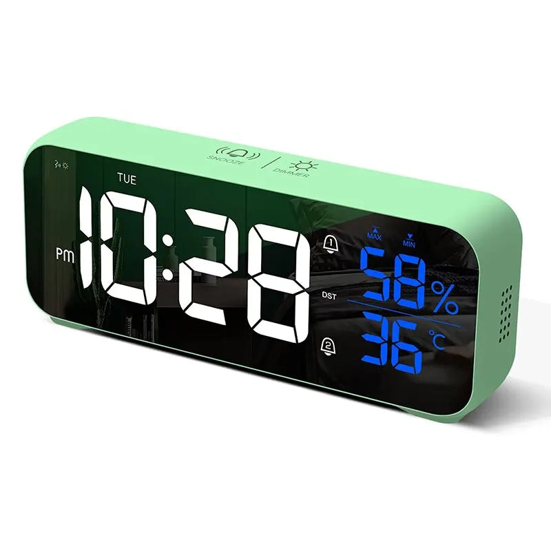 Music LED Digital Alarm Clock Voice Control Temperature