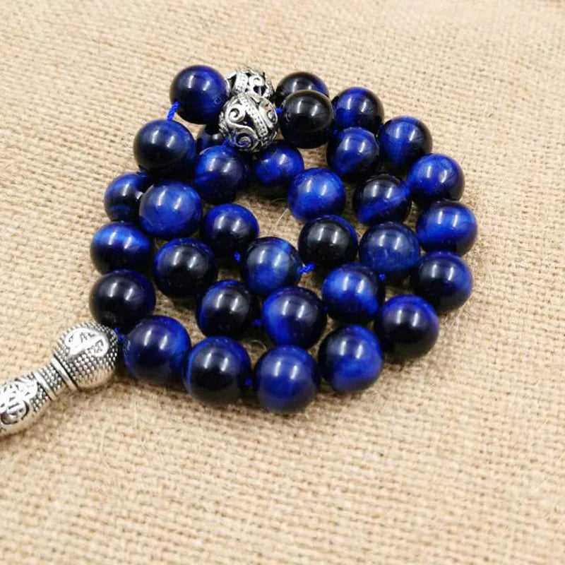 Natural blue tiger eye Tasbih Muslim Man bracelets
