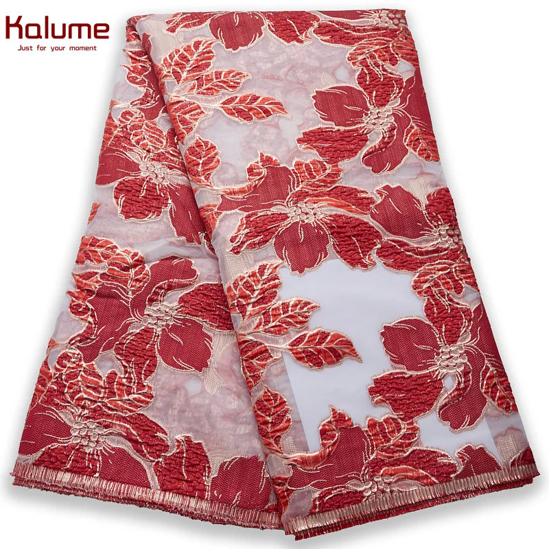 African Tulle Lace Fabric 2024 Satin Nigerian Brocade