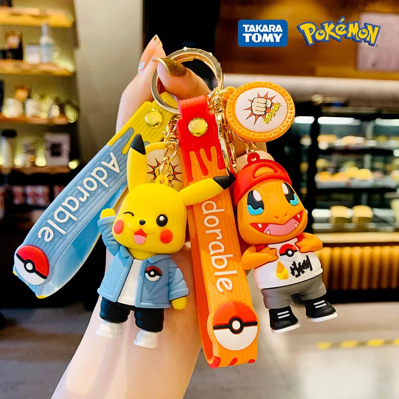 Pokemon Keychain Anime Figures Pikachu Cartoon Key Chain