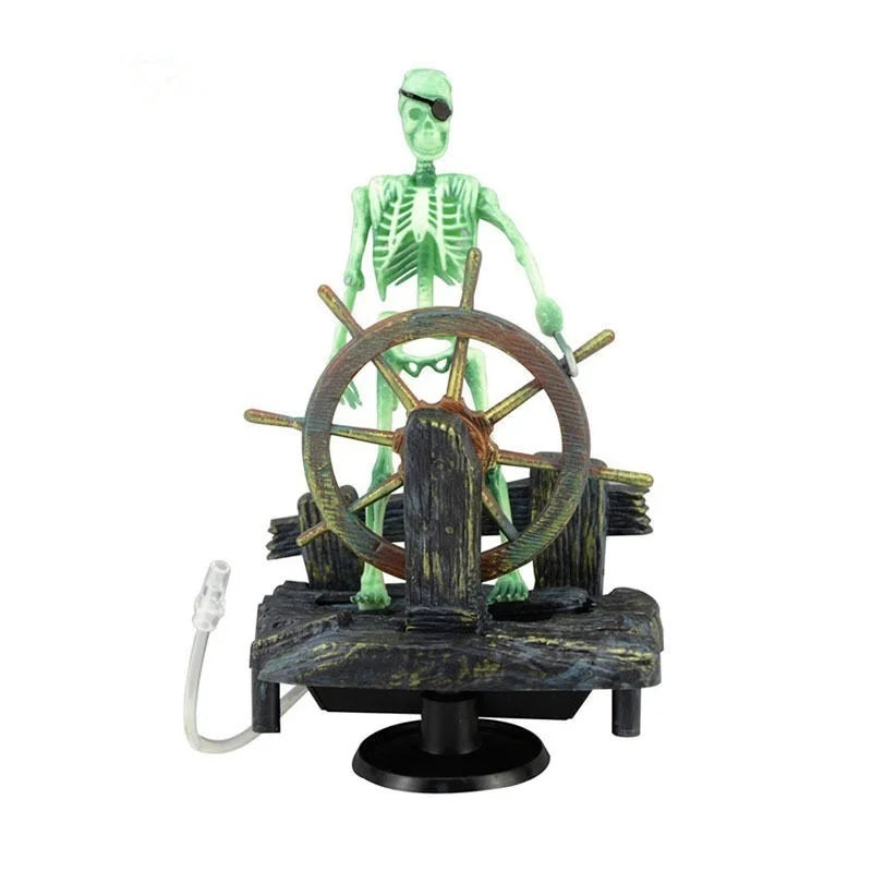 Pirate Captain Aquarium Artificial Ornament Landscape Skeleton on