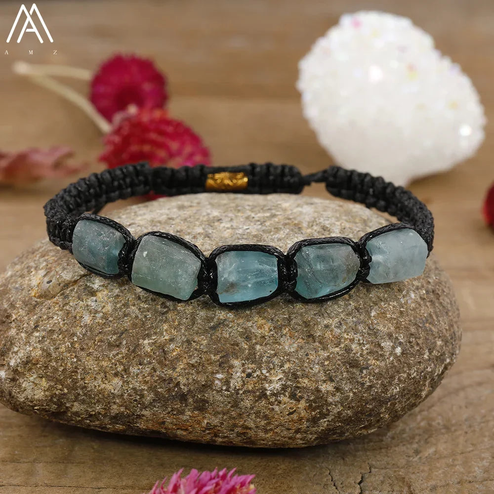 Natural Black Tourmaline Nugget Beads Knotted Handmade Woven