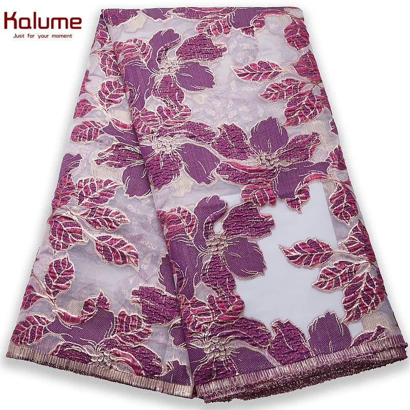 African Tulle Lace Fabric 2024 Satin Nigerian Brocade