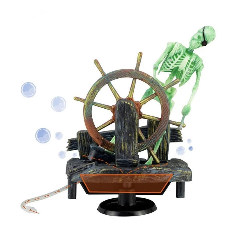 Pirate Captain Aquarium Artificial Ornament Landscape Skeleton on