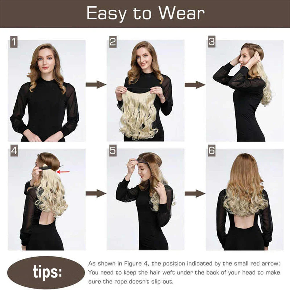 MERISIHAIR Synthetic No Clip Invisible Wire Hair Extensions