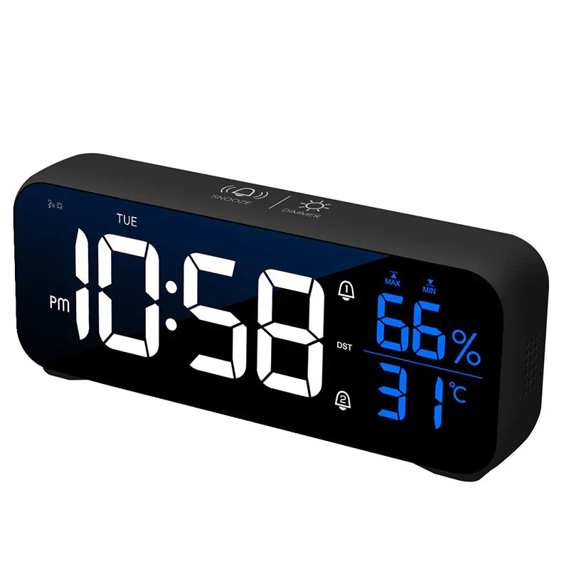 Music LED Digital Alarm Clock Voice Control Temperature