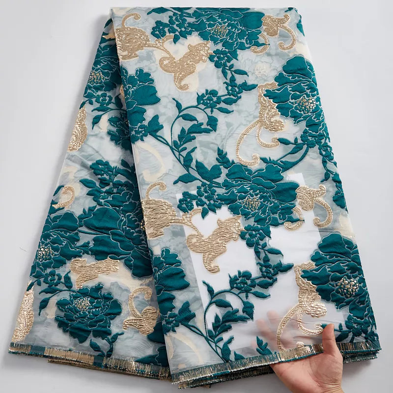 African Tulle Lace Fabric 2024 Satin Nigerian Brocade