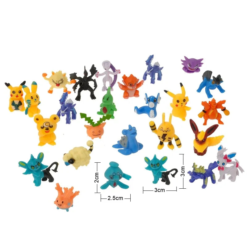 Pokemon Mini Figures 2-3CM Anime Action Pikachu 24-144 Not Repeating Model Toy Kid Collect Dolls Birthday Gift Give Pokémon Bag