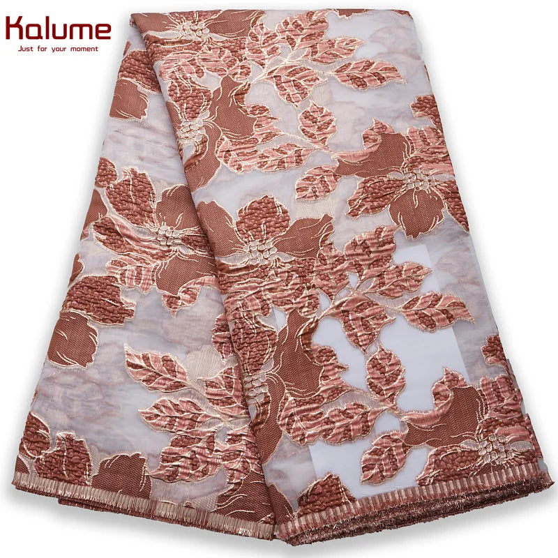 African Tulle Lace Fabric 2024 Satin Nigerian Brocade