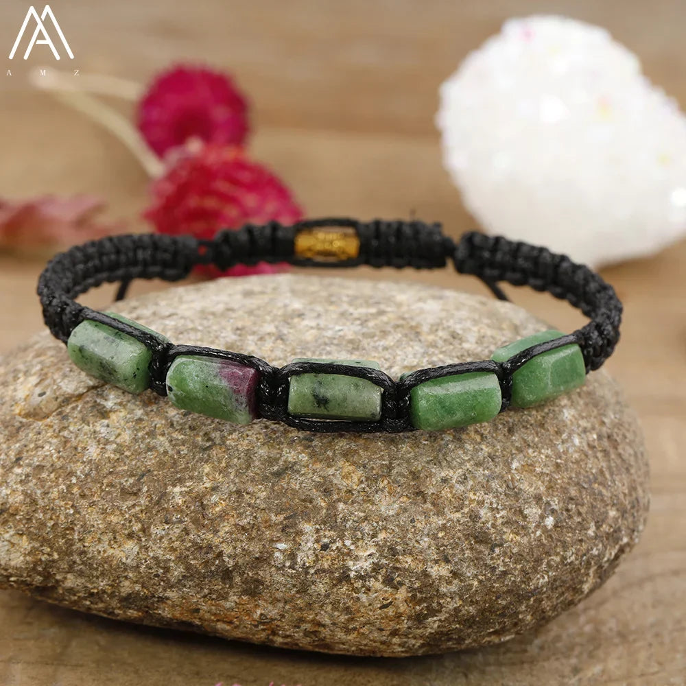 Natural Black Tourmaline Nugget Beads Knotted Handmade Woven