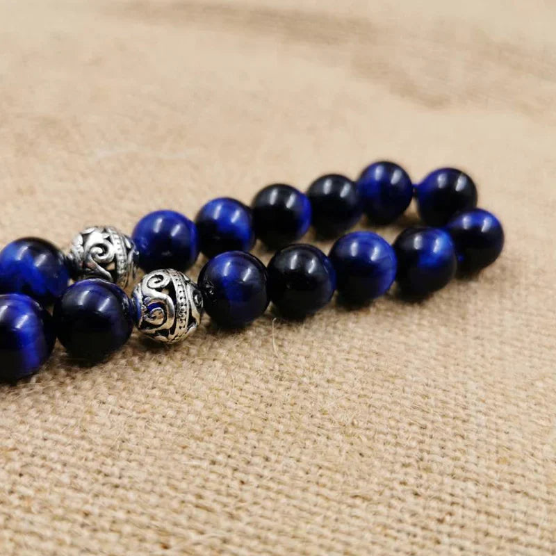 Natural blue tiger eye Tasbih Muslim Man bracelets