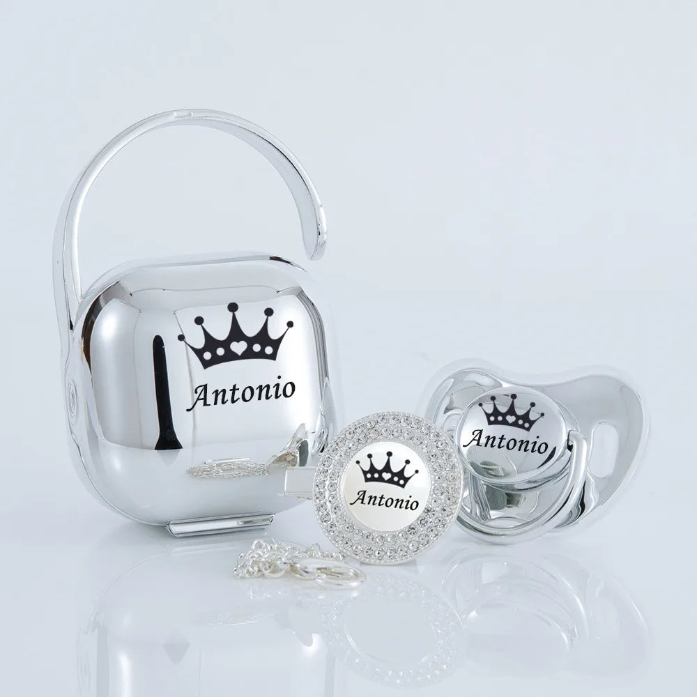 MIYOCAR personalized Metallic purple bling pacifier and clip