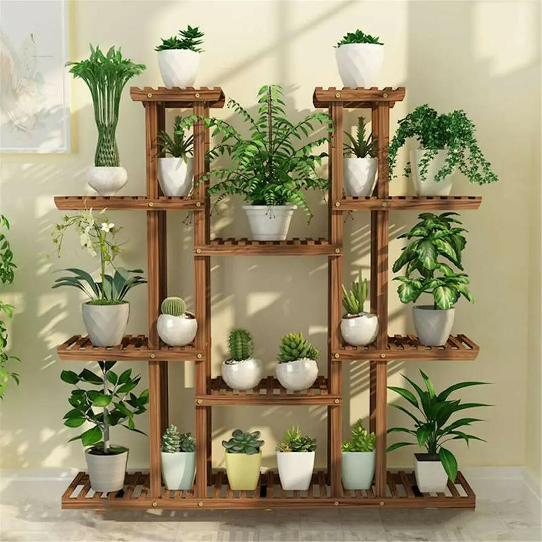 UNHO Multi-Tier Plant Stand, 46in Height Wood Flower