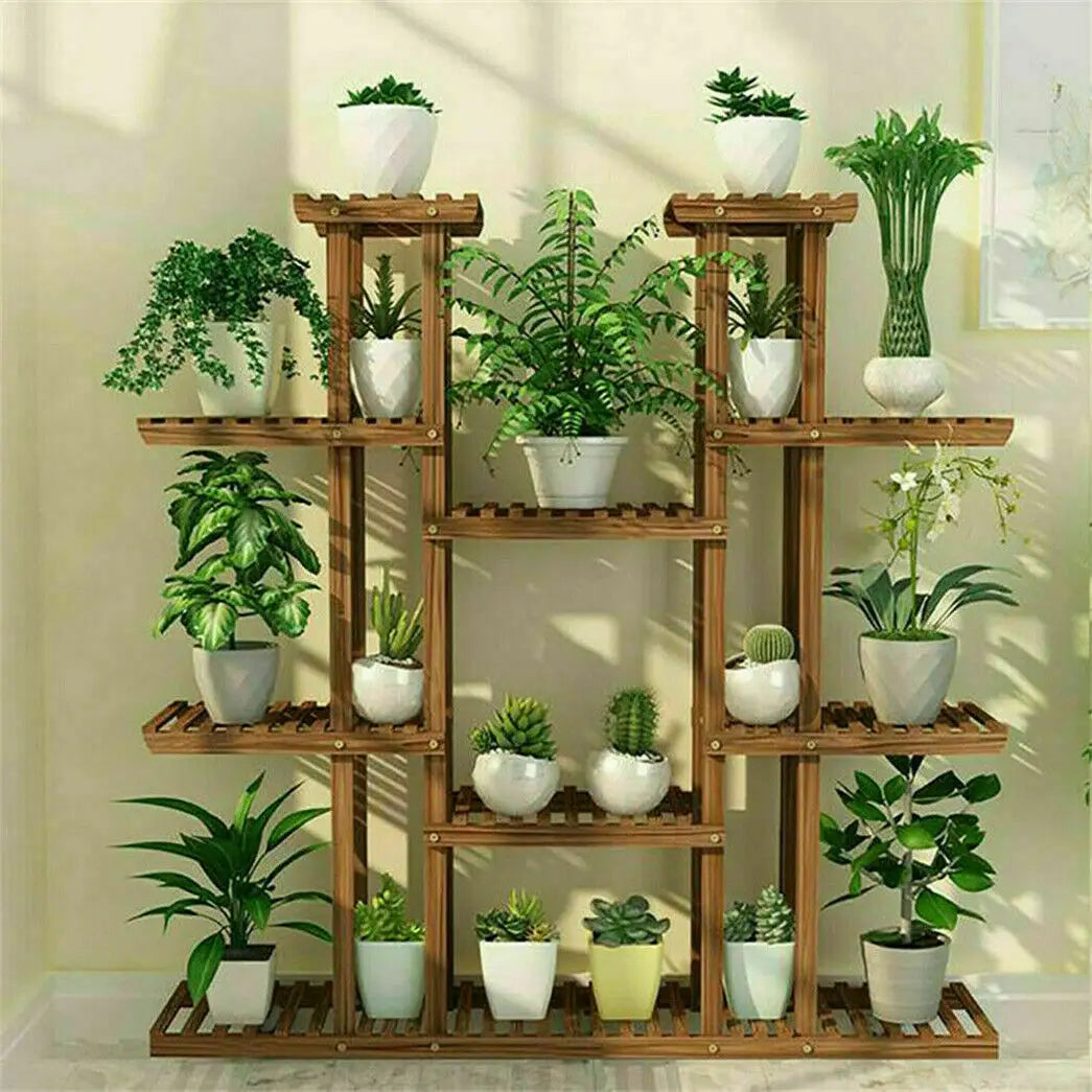 UNHO Multi-Tier Plant Stand, 46in Height Wood Flower