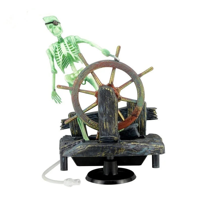 Pirate Captain Aquarium Artificial Ornament Landscape Skeleton on