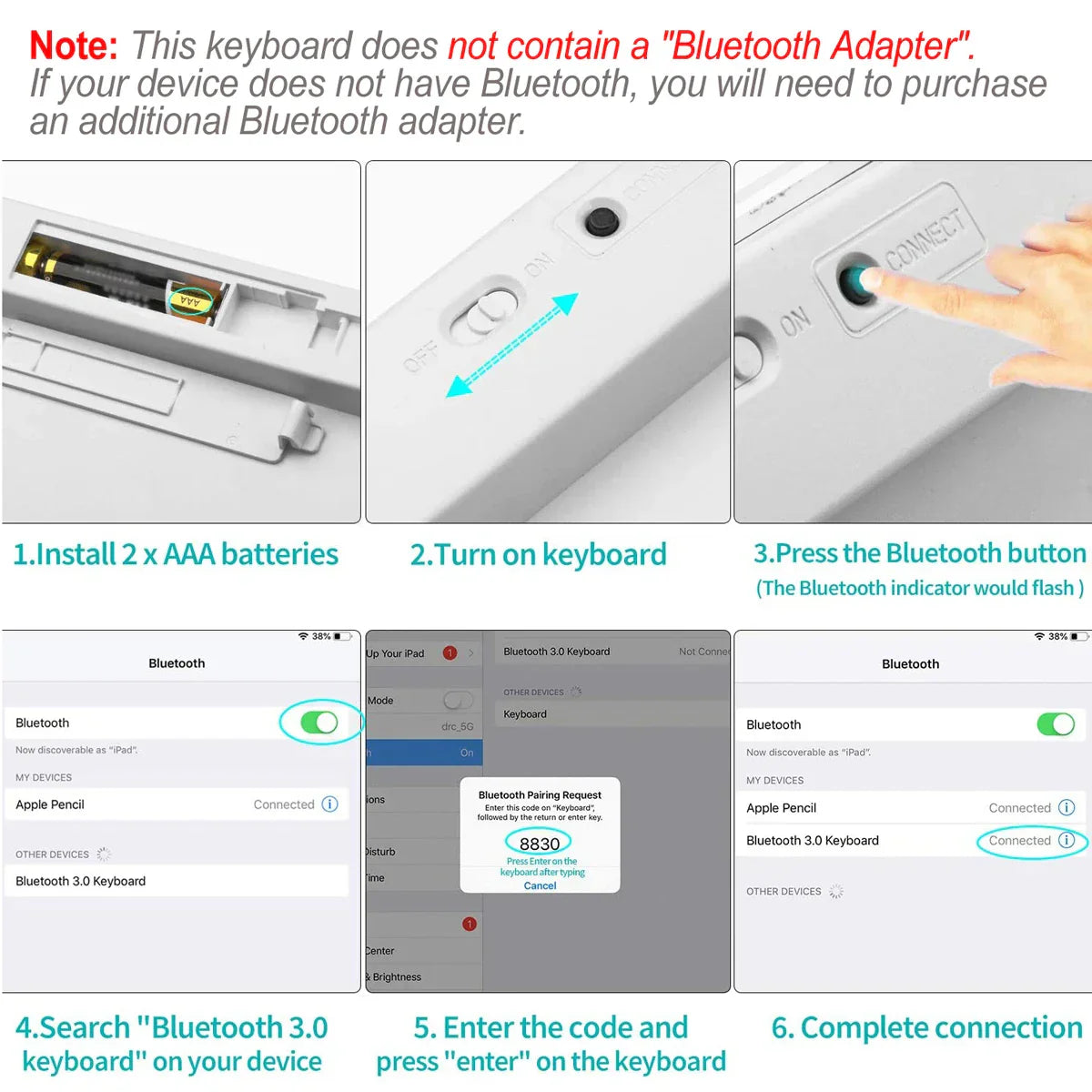 Bluetooth Keyboard Mouse Combo Ultra-Slim Mute Keycap Wireless