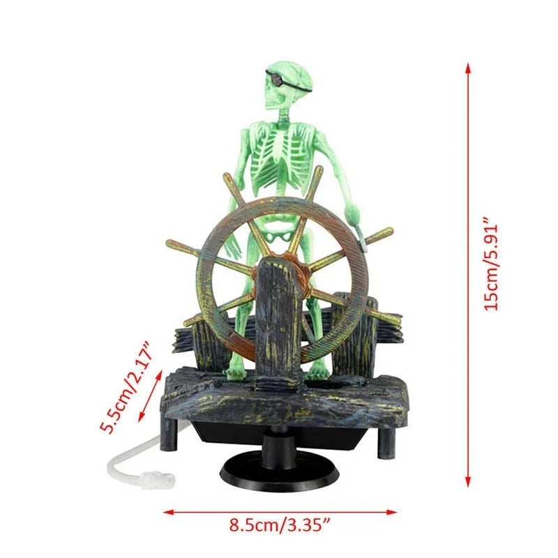 Pirate Captain Aquarium Artificial Ornament Landscape Skeleton on