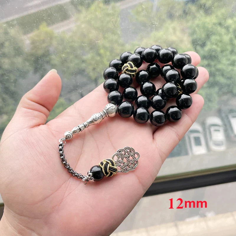 Natural Black Agates rosary Muslim Tasbih gift islam