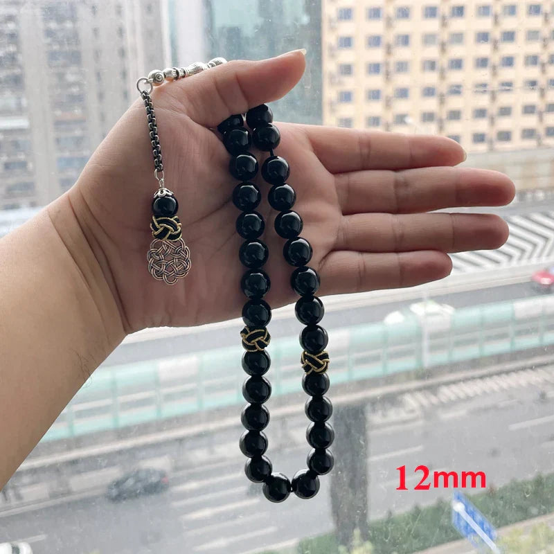 Natural Black Agates rosary Muslim Tasbih gift islam