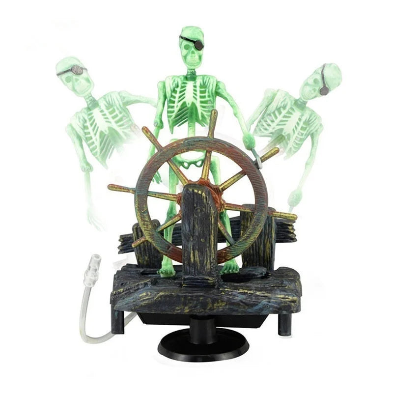Pirate Captain Aquarium Artificial Ornament Landscape Skeleton on