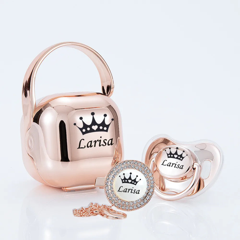 MIYOCAR personalized Metallic purple bling pacifier and clip