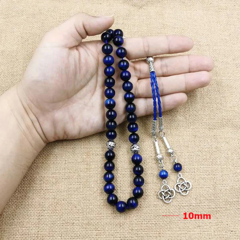 Natural blue tiger eye Tasbih Muslim Man bracelets