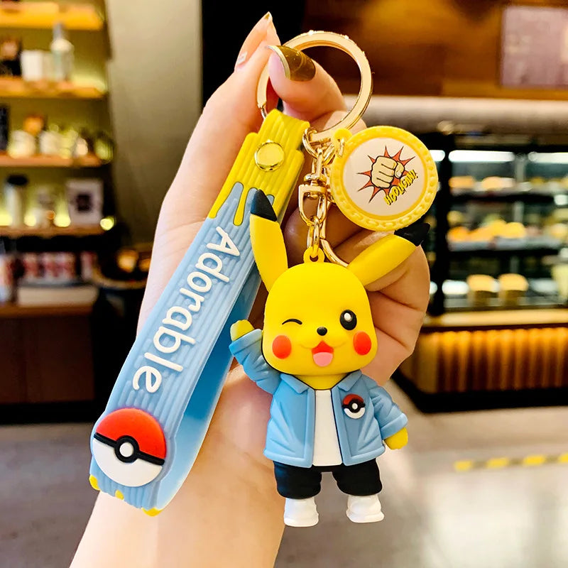 Pokemon Keychain Anime Figures Pikachu Cartoon Key Chain